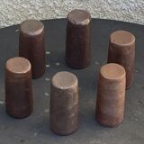 6 vintage cylindrical sandstone liqueur glasses