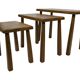 Vintage Set of 3 brutalist oak side or nesting tables 1970s