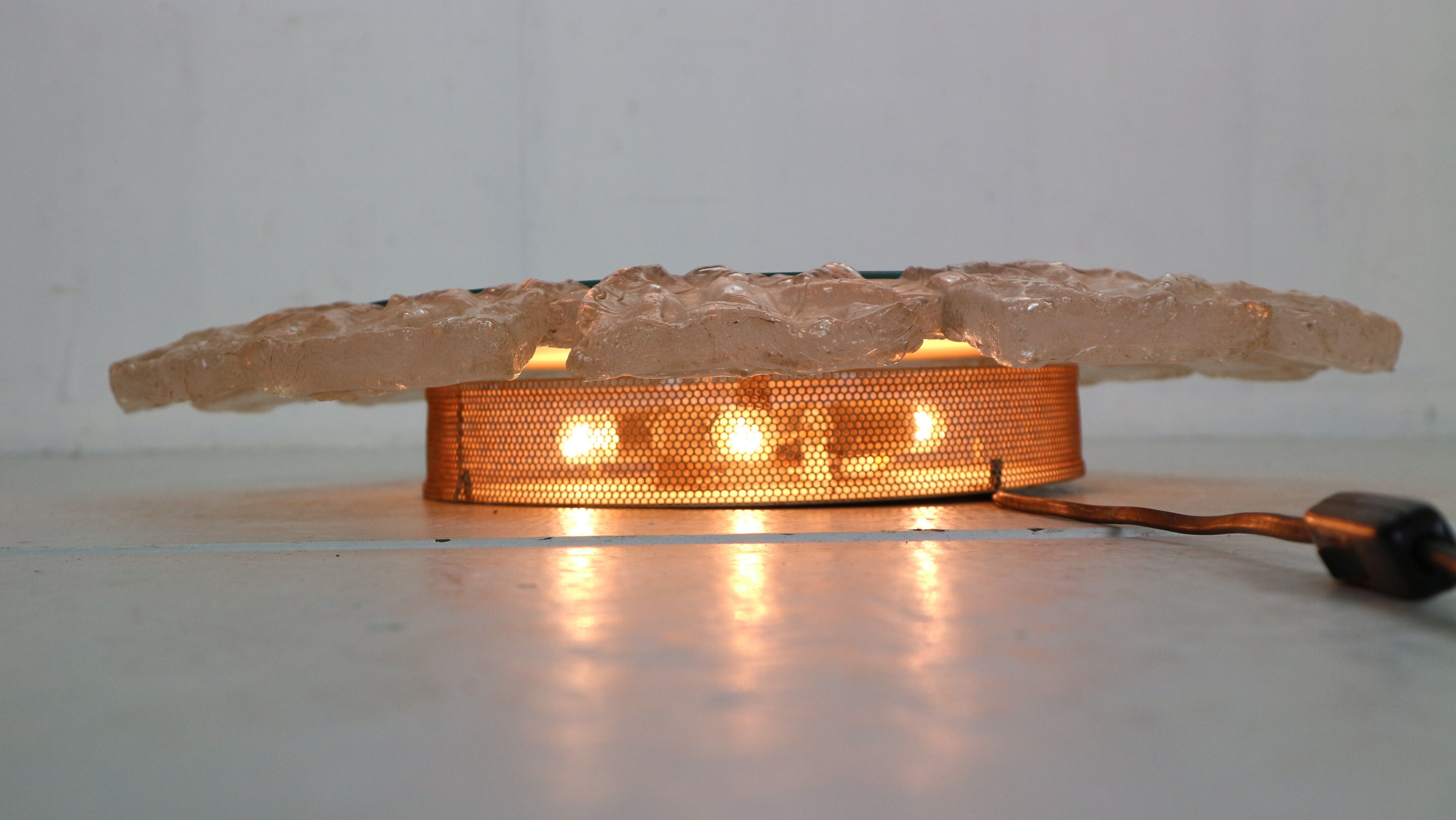 Egon hillebrand round acrylic illuminated mirror with lightening, 1970's germany