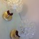 Pair of bubbled glass globe bedside lamps / vintage 60s-70s