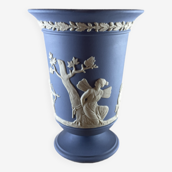 Vase wedgwood, bleu, poecelaine jasperware