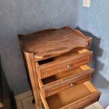 2 beds and a vintage bedside table in solid cherry wood