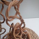 Vintage rope and rattan ball pendant light