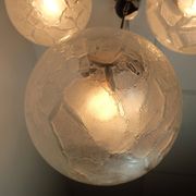 Suspension en verre et chrome à 4 lumières de style mid-century moderne, lumière en cascade des années 1970.