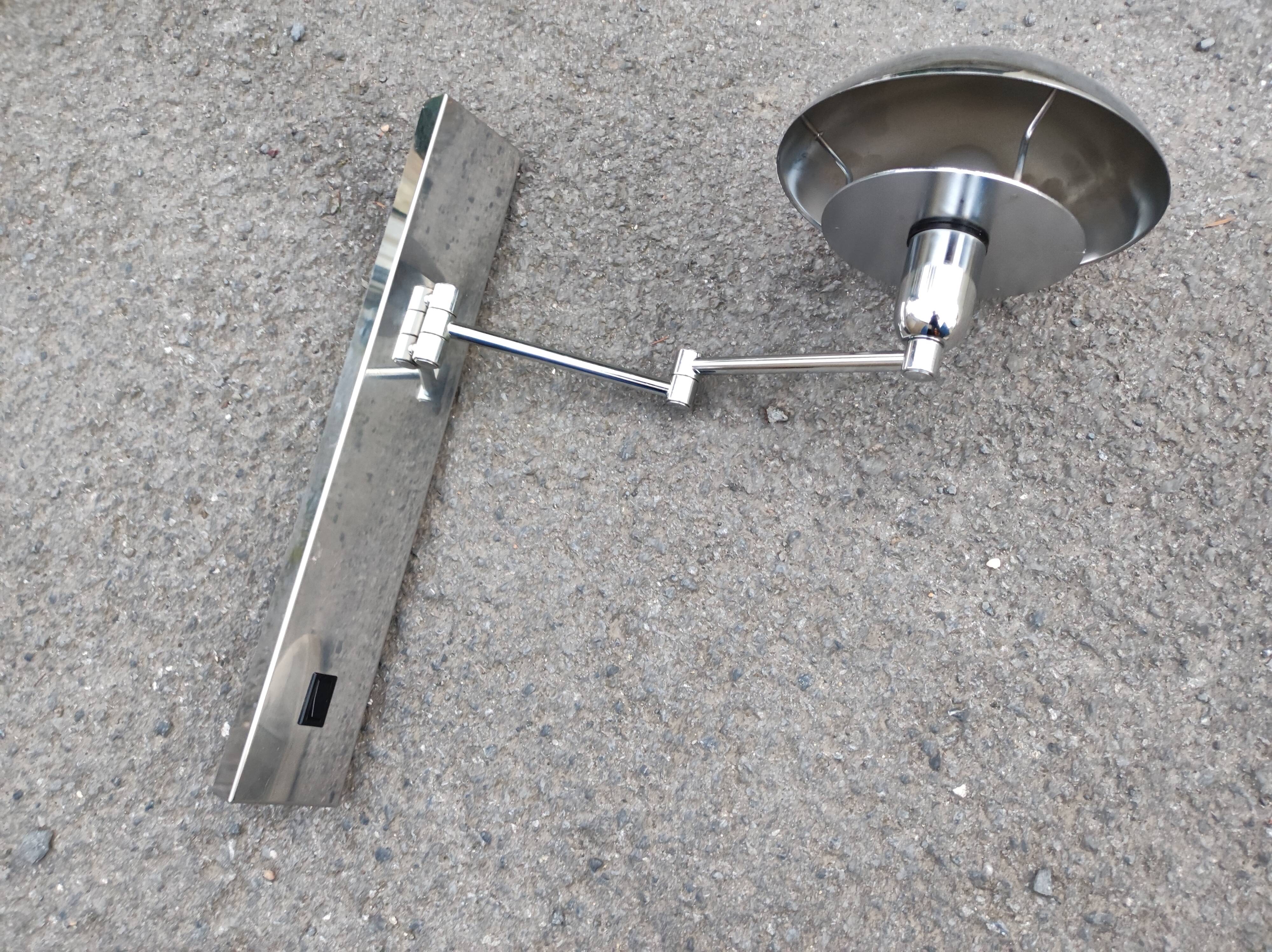 Wall lamp chromed metal 2 articulated arms