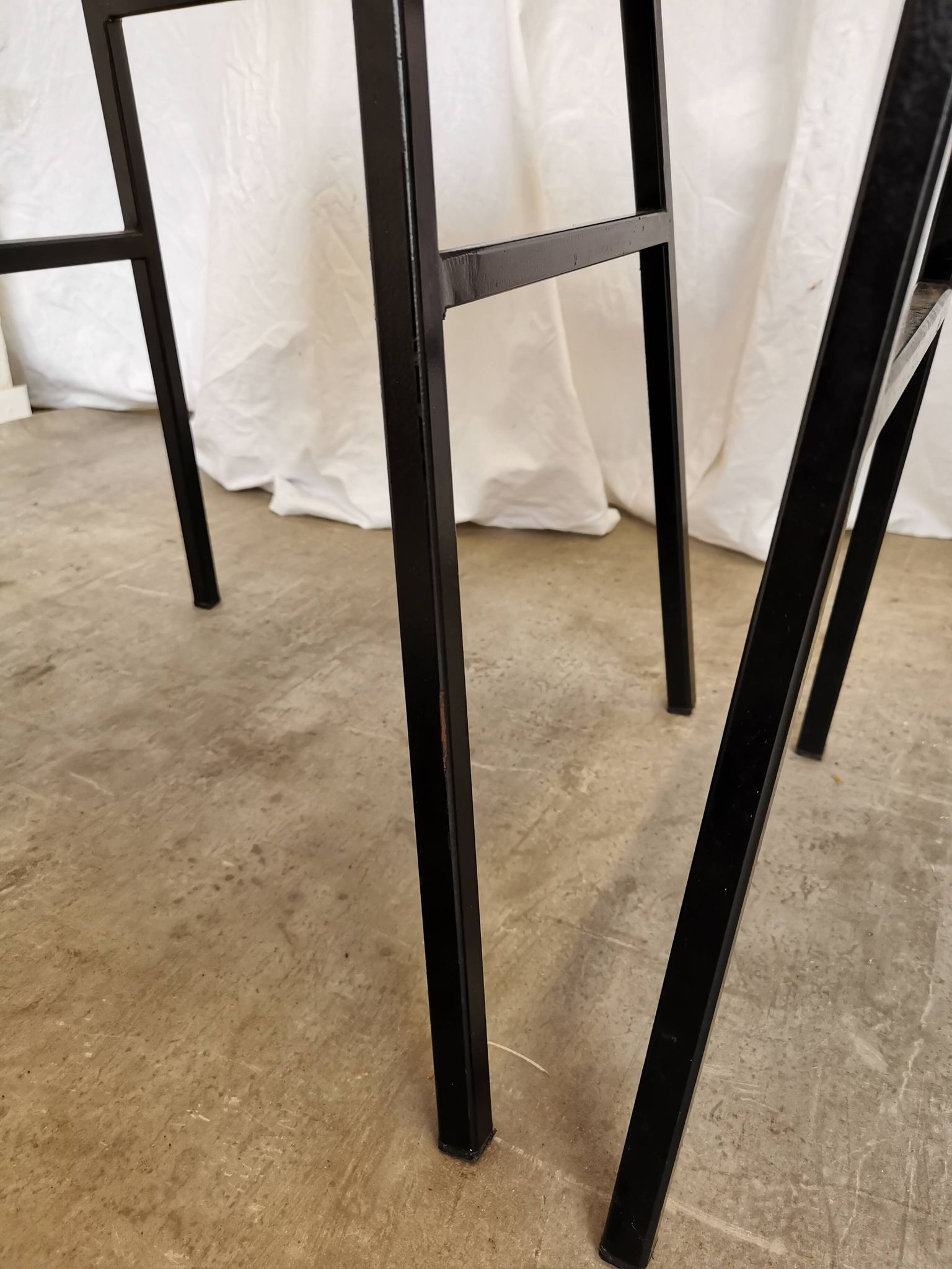SET of 4 Vintage School Chairs /Black Leather / STOL Kamnik 80s Yugoslavia