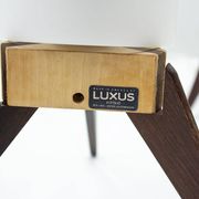 Pair of dark wood & acrylic rocket table lamps by Luxus, Sweden, 1960s
