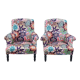 Pair of toad armchairs Napoleon III tapestry missoni italy