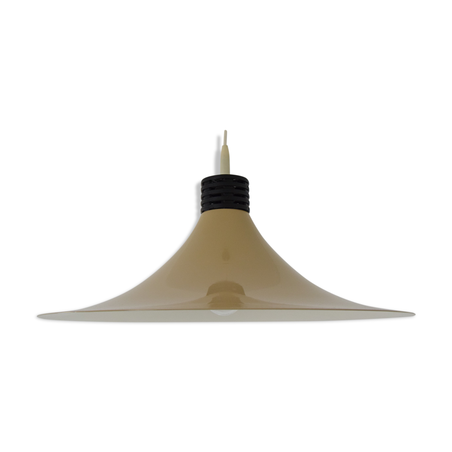 Mid-century Brown Lacquered metal Pendant circa 1980's.