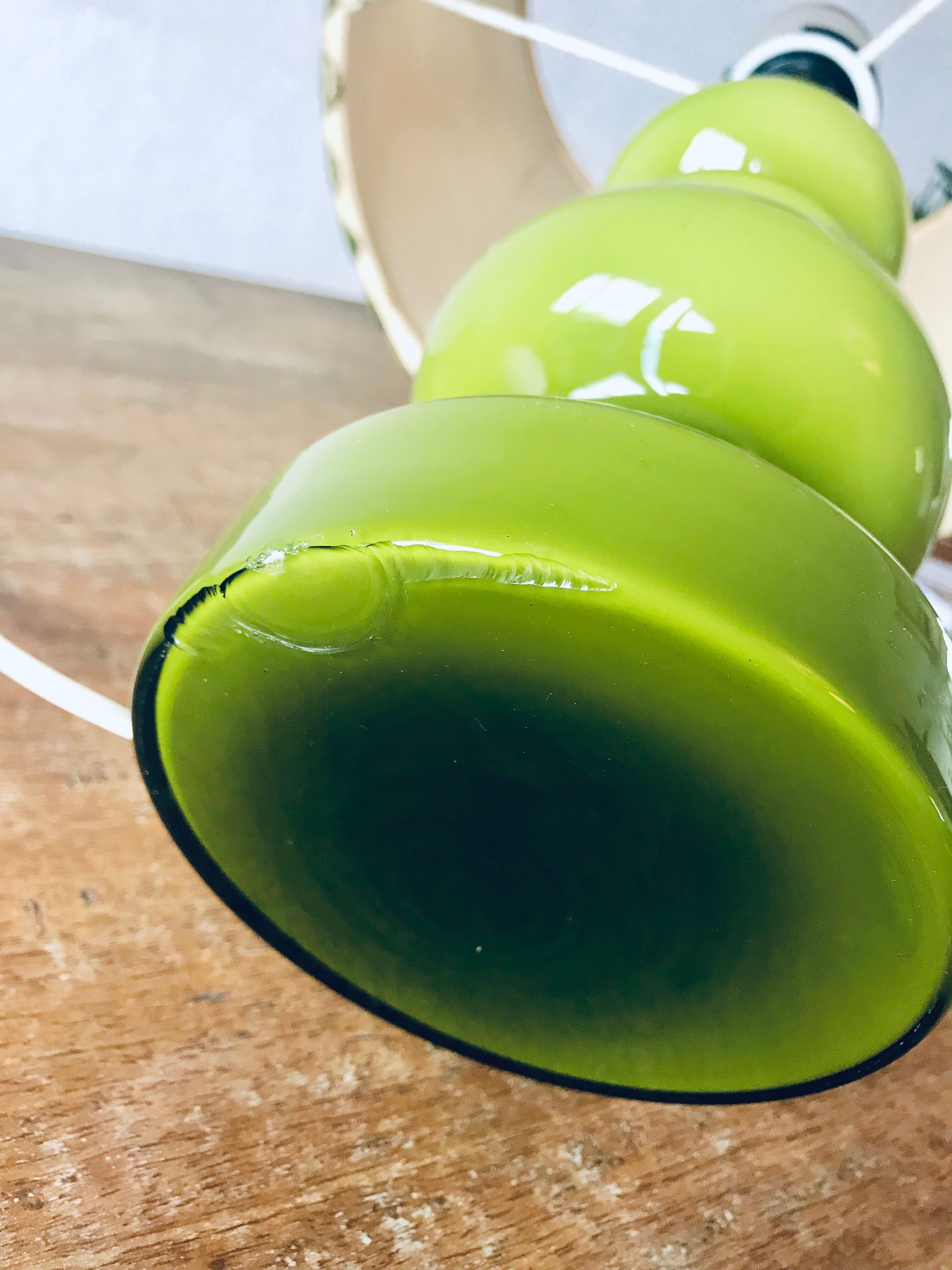 Vintage green glass lamp