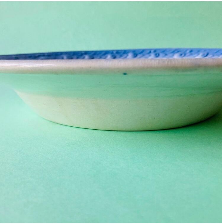 LARGE HOLLOW DISH MOULINS DES LOUPS AND HAMAGE MARINE PATTERN IN CERAMIC-RETRO-KITCHEN-VINTAGE