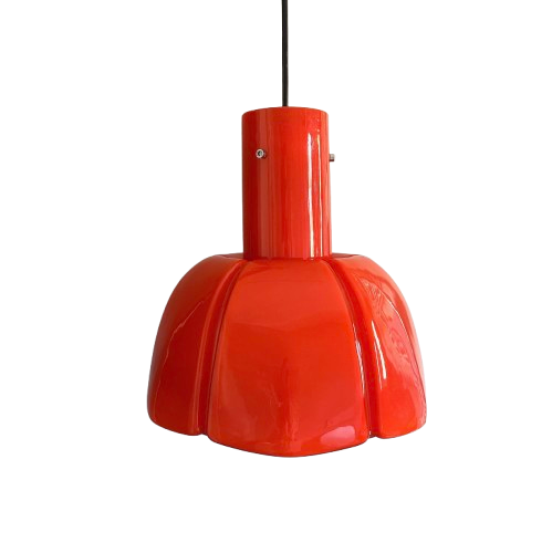 Pendant lamp Glashütte Limburg orange, Mid Century