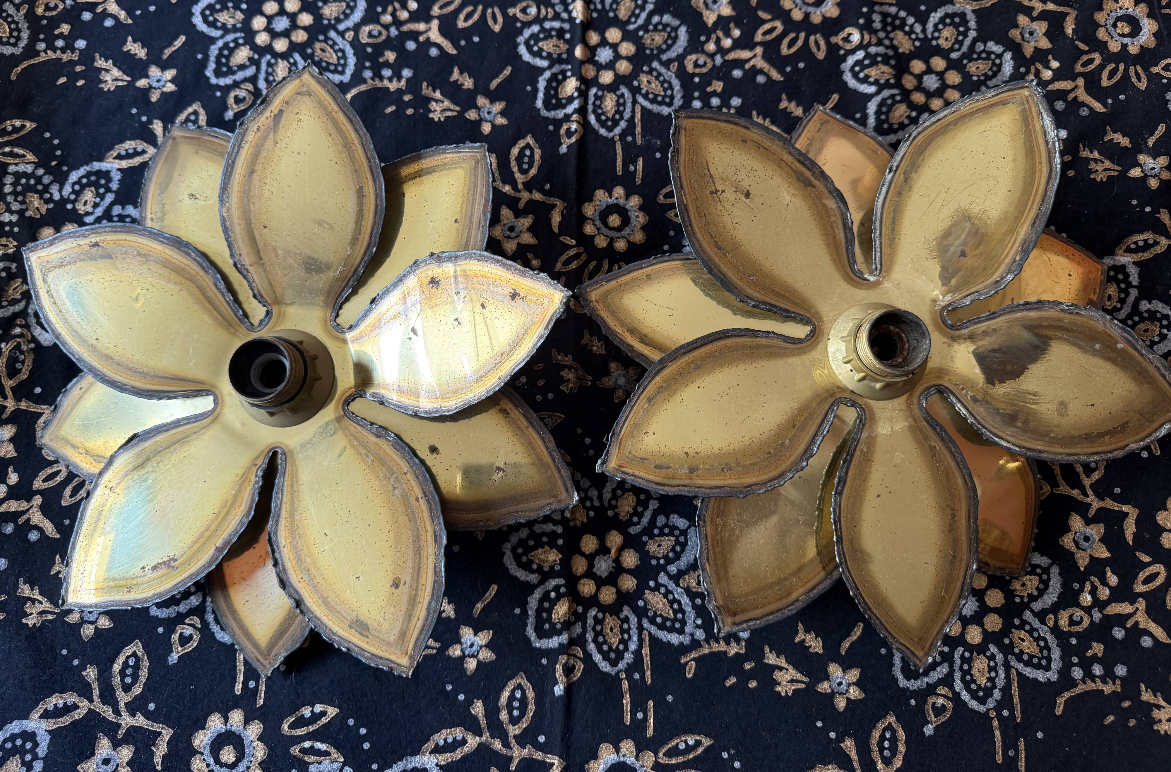 Paire d’appliques fleurs vintages Techoueyres pour Maison Jansen 70’s