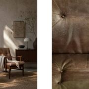 Fauteuil vintage en hêtre et cuir marron du milieu du siècle de Farstrup Møbler