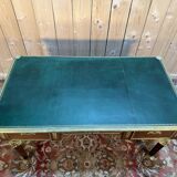 Empire style double-layered desk in mahogany and green leather