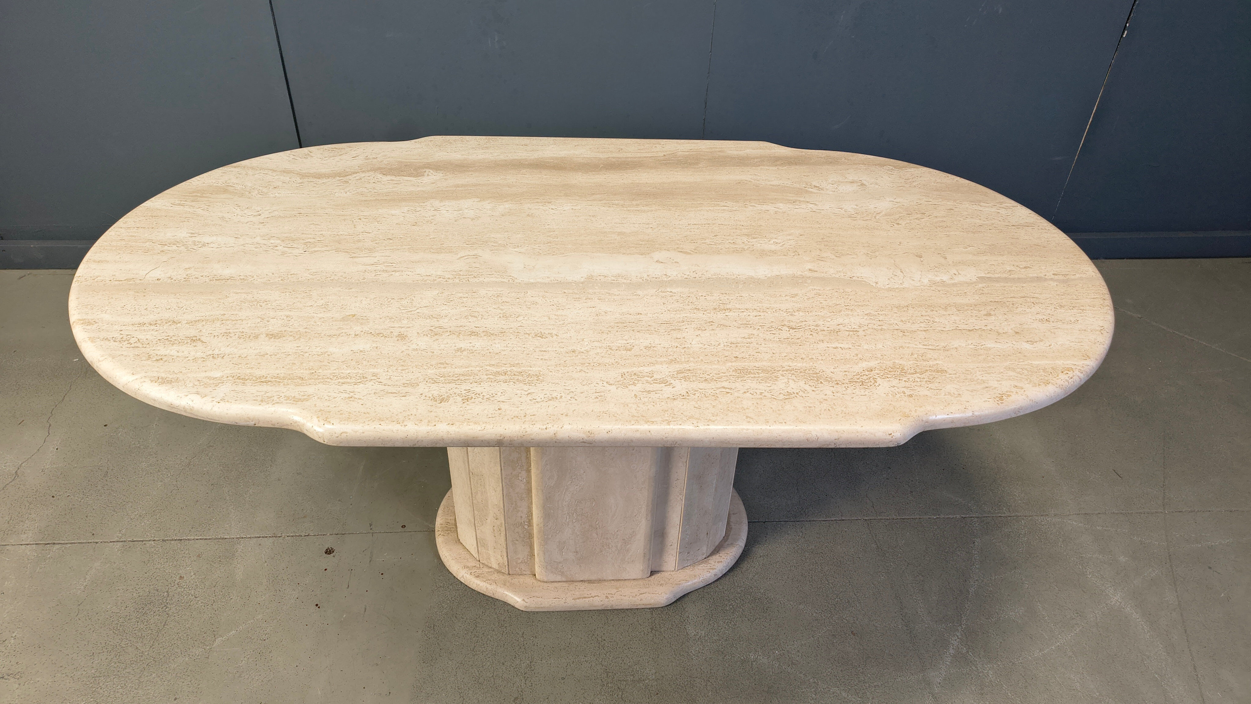 Vintage oval travertine dining table, 1970s