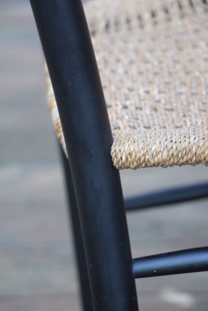 Rocking- vintage flesh blackened wood and rope Italy 1960