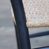 Rocking- vintage flesh blackened wood and rope Italy 1960