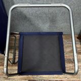Pair of Walter Knoll armchairs in blue fabric and chromed metal