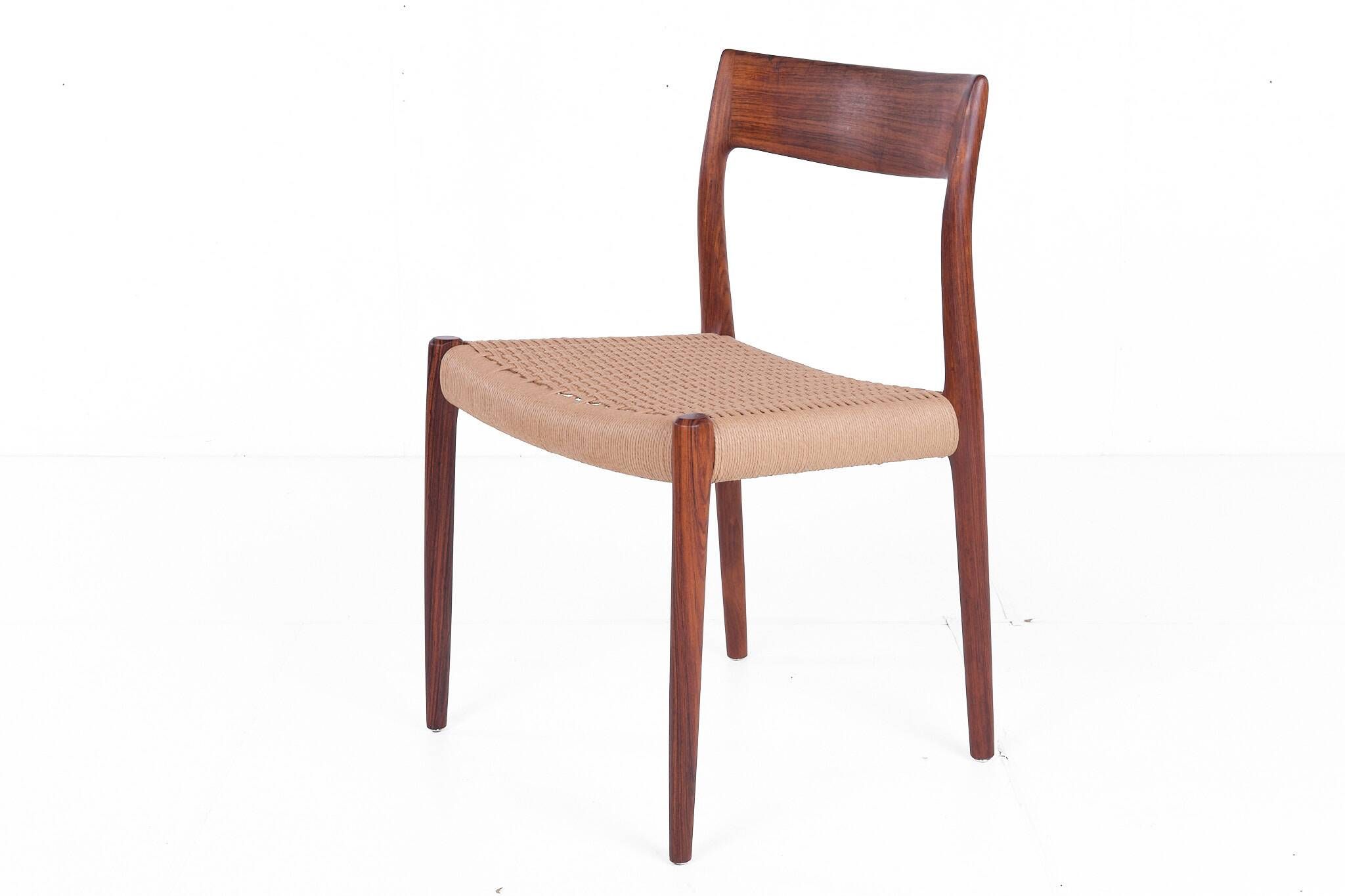 Six chairs by Niels O. Moller, rosewood, model 77, with certificate