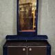 Dressing table / Art Deco furniture with mirror – Blue velvet – 1930s/40s