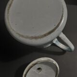 Enamelled sheet metal pourer decorated with black berries early twentieth century