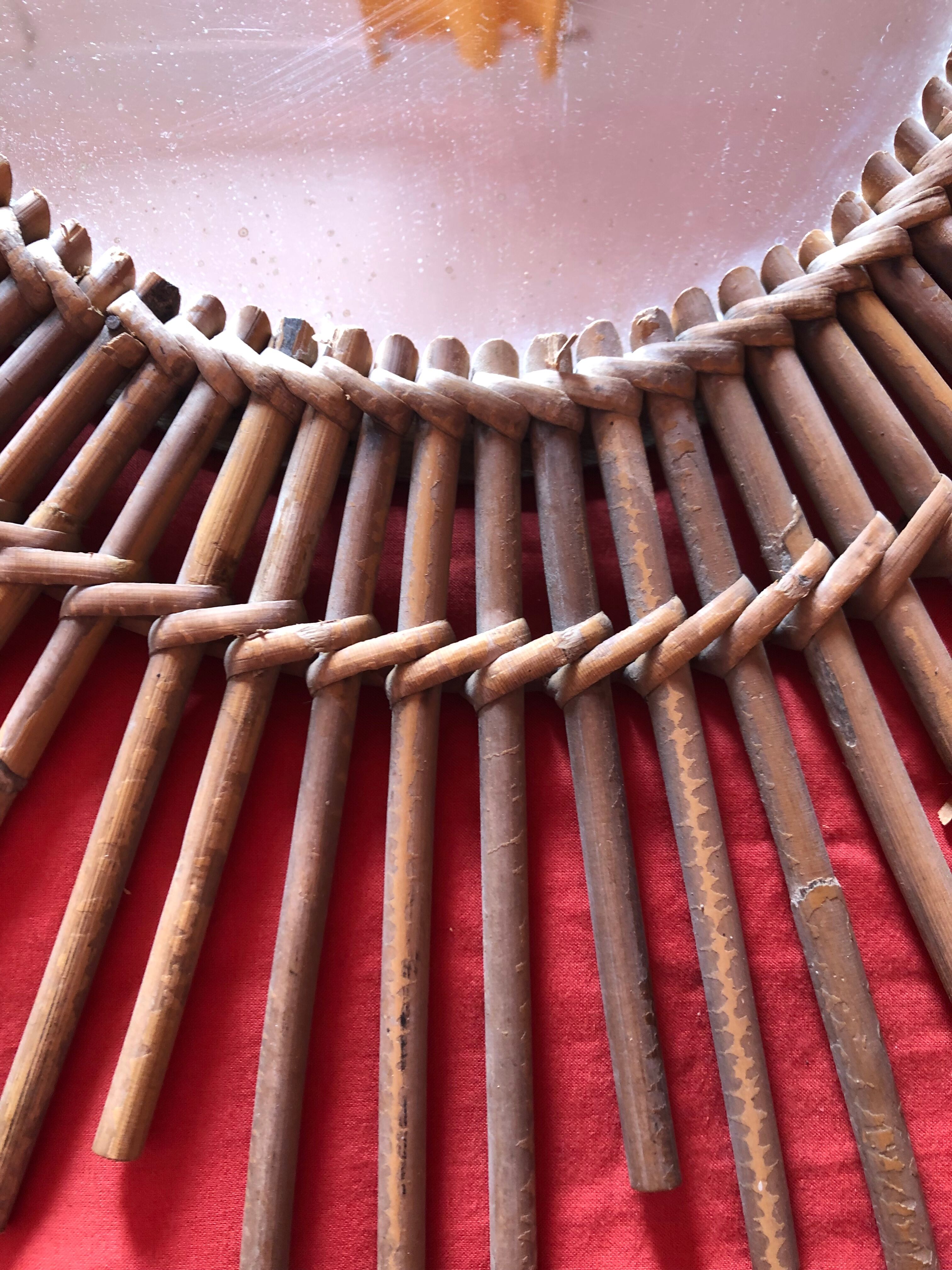 Vintage bamboo rattan mirror 50s