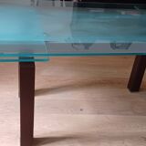 Cattelan Italia designer table – Tempered glass + extensions – Dark wood legs