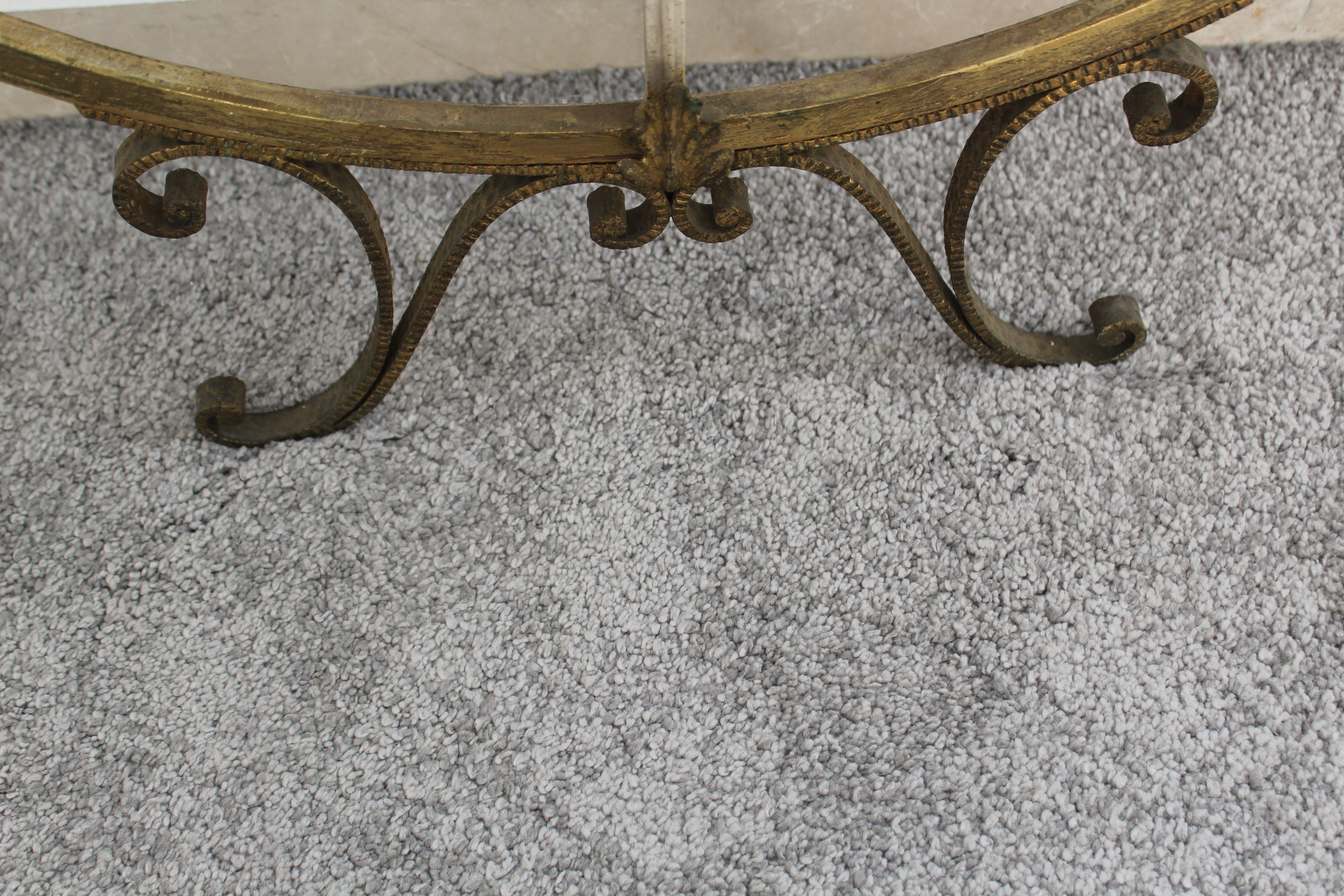 Oval mirror in art deco brass, Italy 1940s.