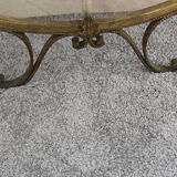 Oval mirror in art deco brass, Italy 1940s.