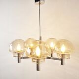 Lustre italien vintage en verre et chrome, années 1970