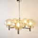 Vintage italian glass and chrome chandelier, 1970s