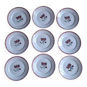 9 assiettes plates Badonviller