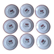 9 assiettes plates Badonviller fleurs