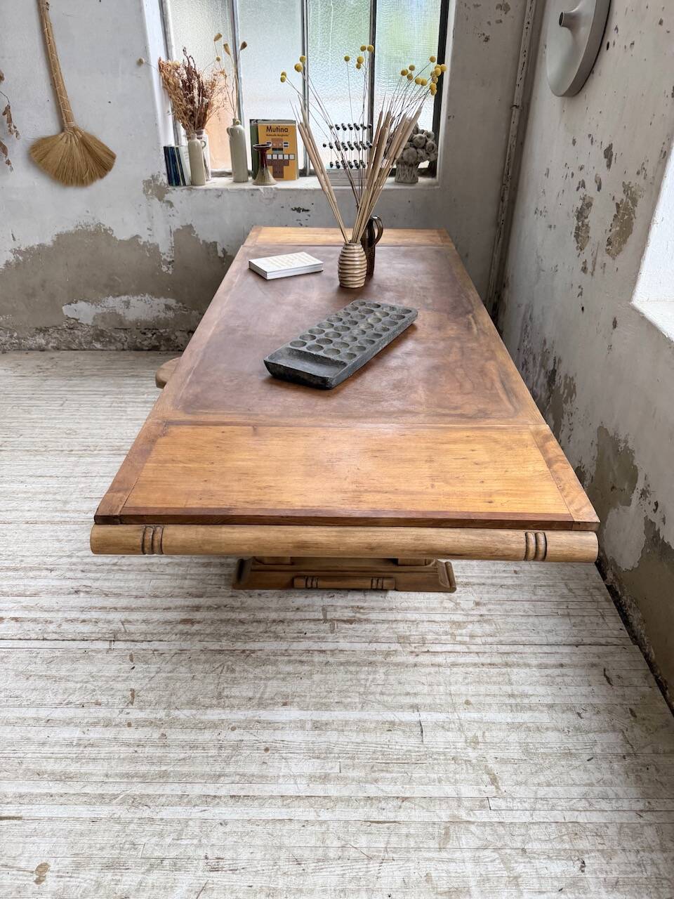 Table de repas chêne 1940 Dudouyt 240cm