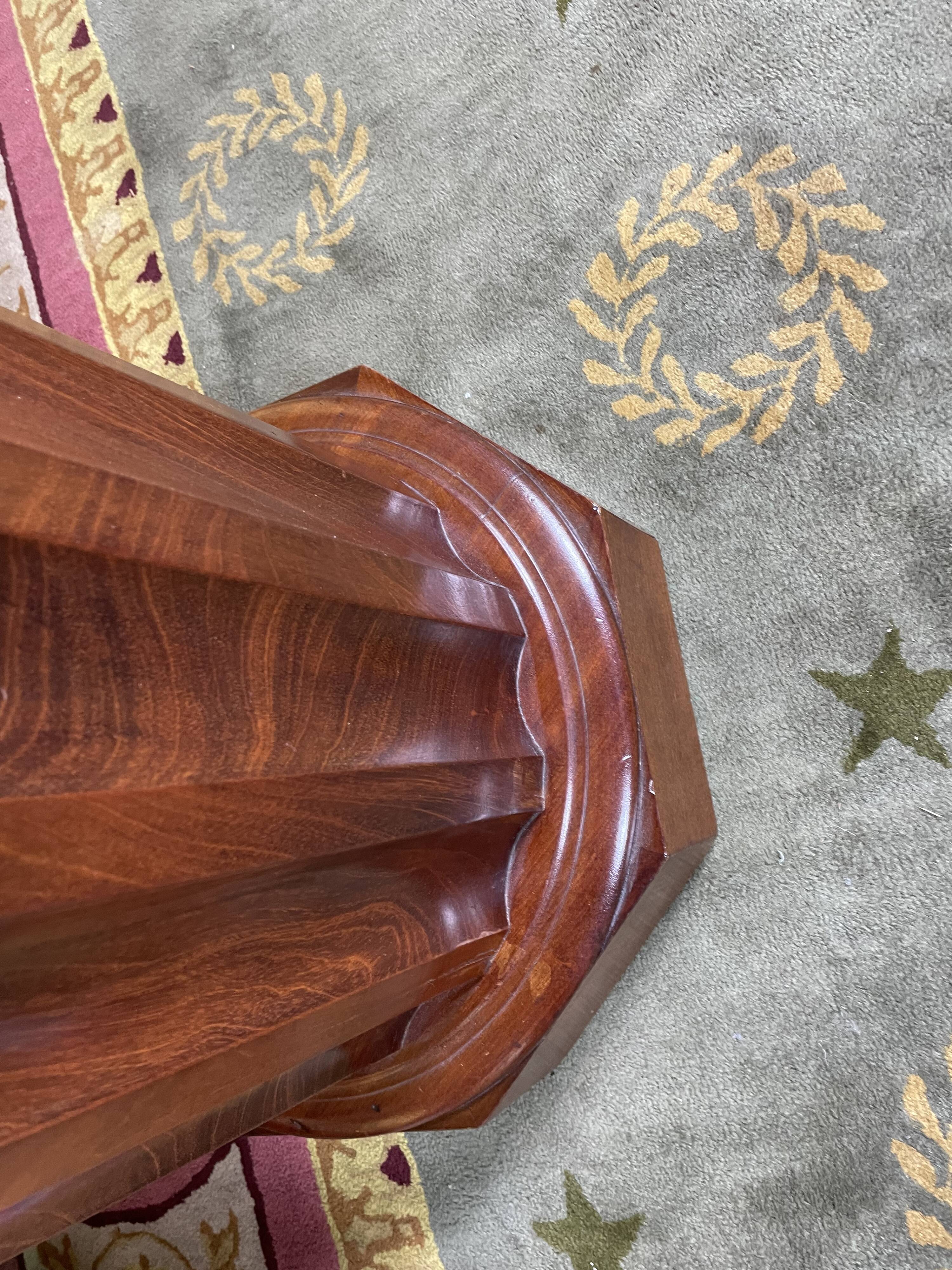 Bedside table in flamed mahogany and white marble
