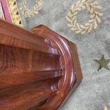 Bedside table in flamed mahogany and white marble