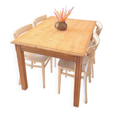 Art Deco sanded raw wood table