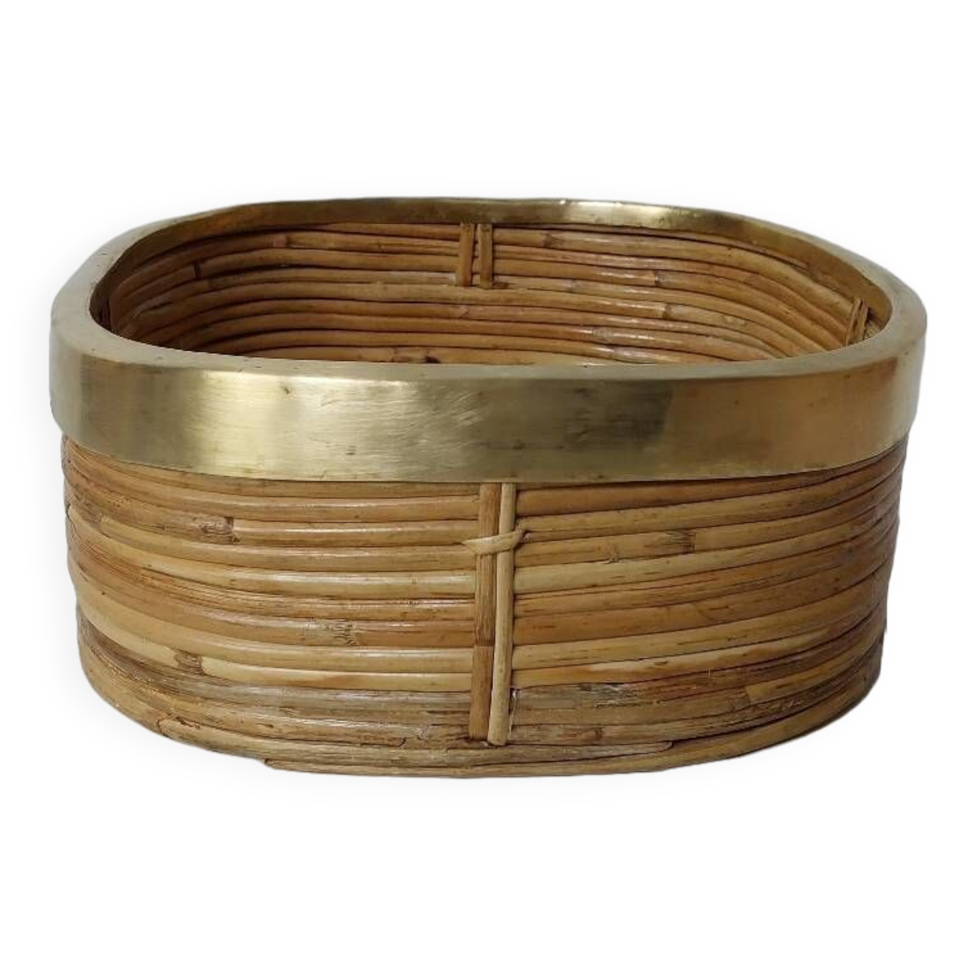 Rattan and brass basket 1970