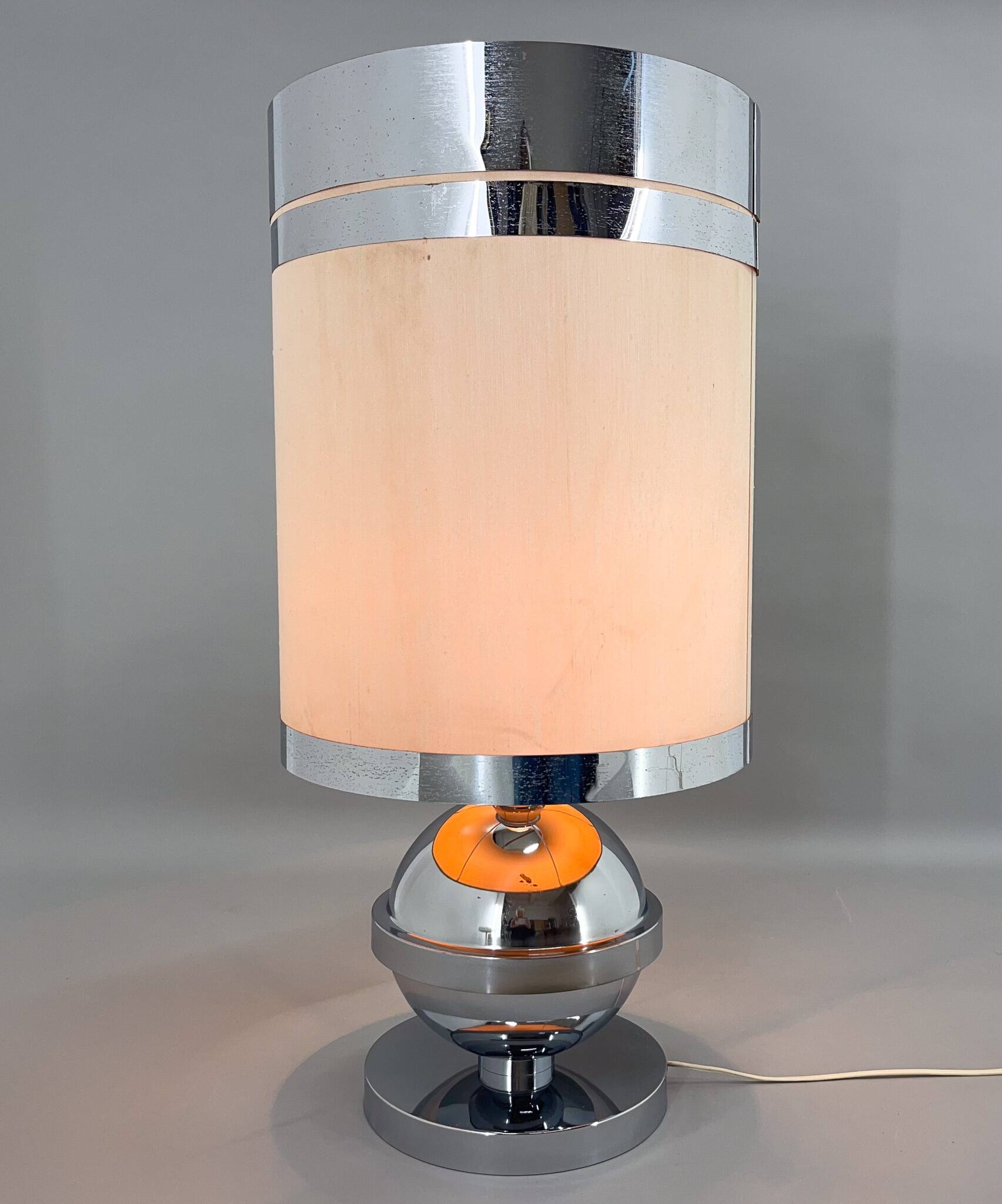 Large Mid-century Italian Chrome Table Lamp, 1970s