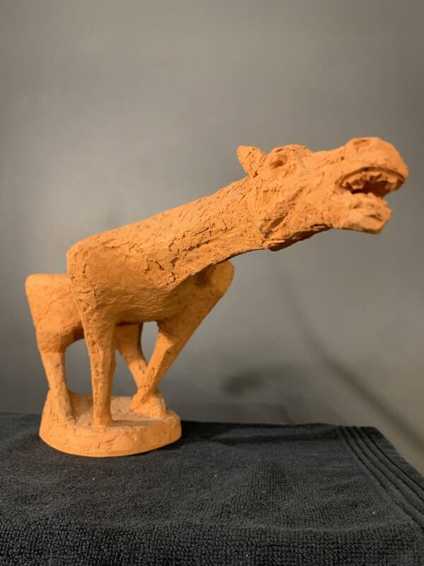 Animal Sculpture Horse, Terracotta, Unique Piece, 1960s