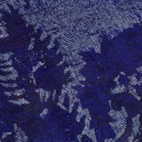 Hand-Knotted Vintage Turkish 1980s 183 cm x 279 cm Blue Rug
