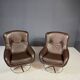 Pair of leather swivel armchairs by PEEM, Finland, 1970s