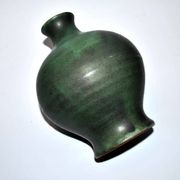 Vintage ceramic vase signed vague - Green glazed terracotta