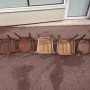 Set of 16 mismatched wooden bistro chairs - vintage - luterma