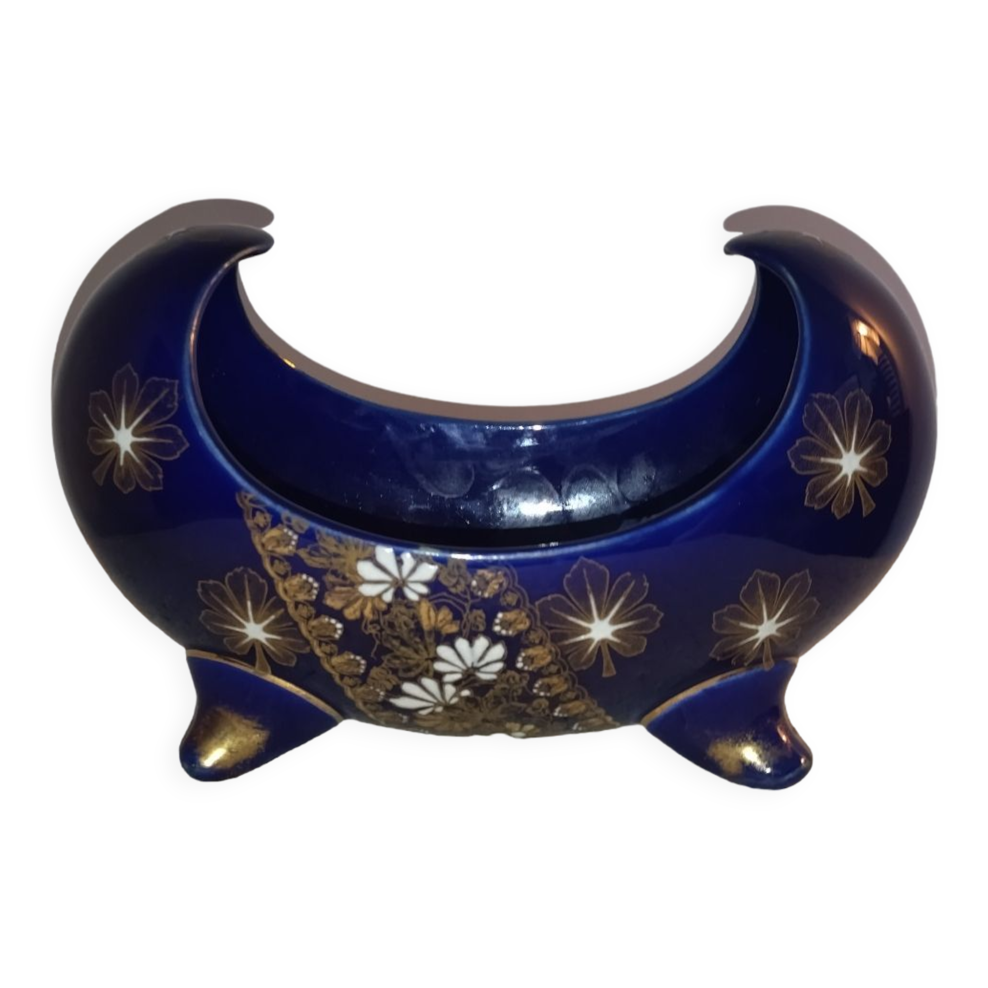 Planter earthenware vase art-nouveau enamels of Lunéville