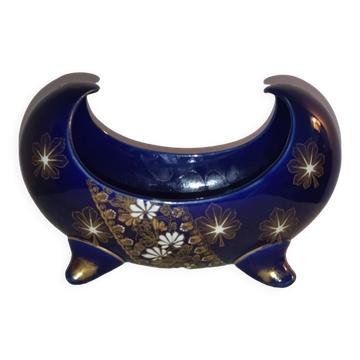 Jardinière vase en faïence art-nouveau émaux de Lunéville