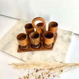 Set of wooden eggcups 60's