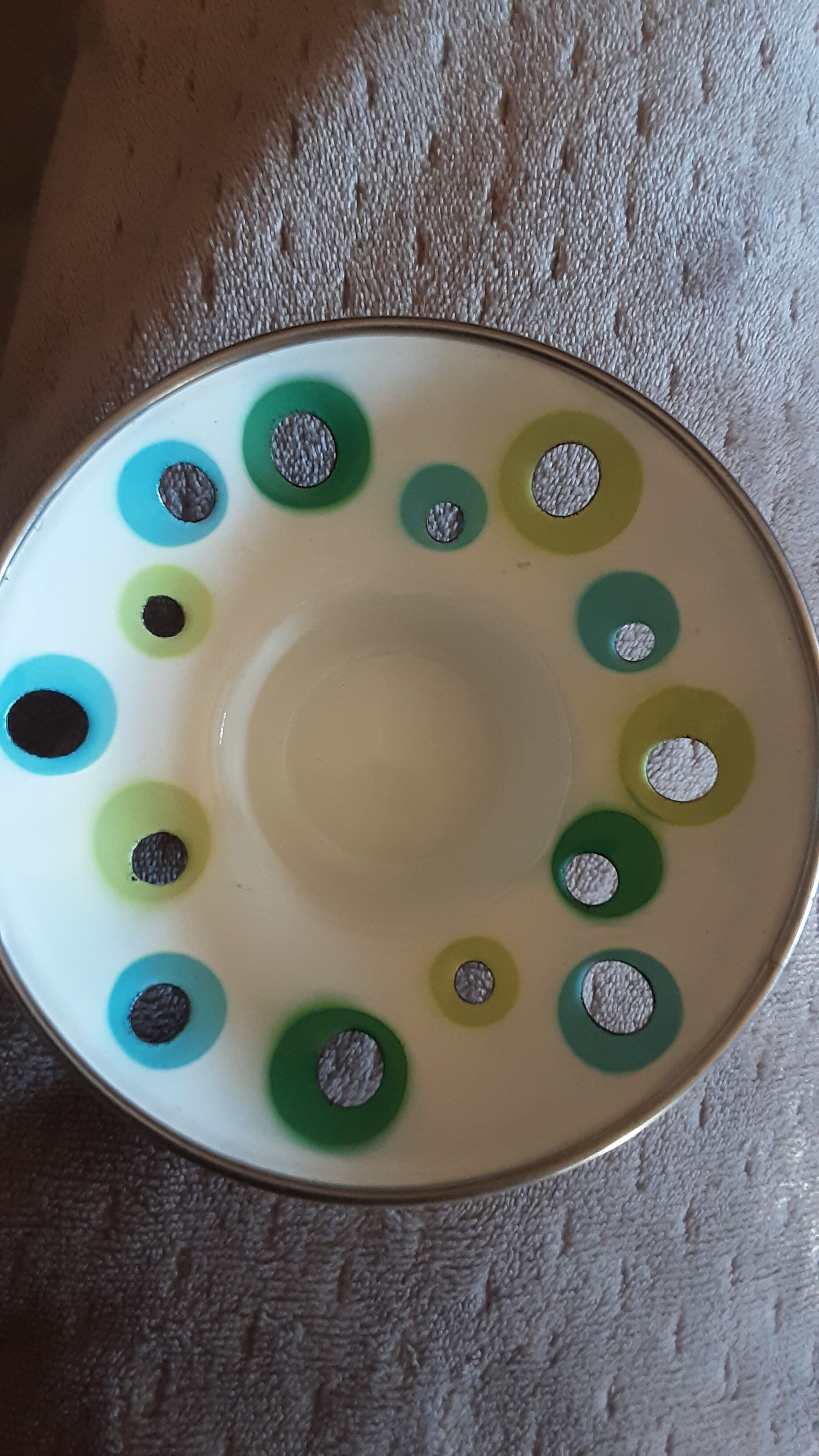 Bougeoir de table en métal émaillé- vintage