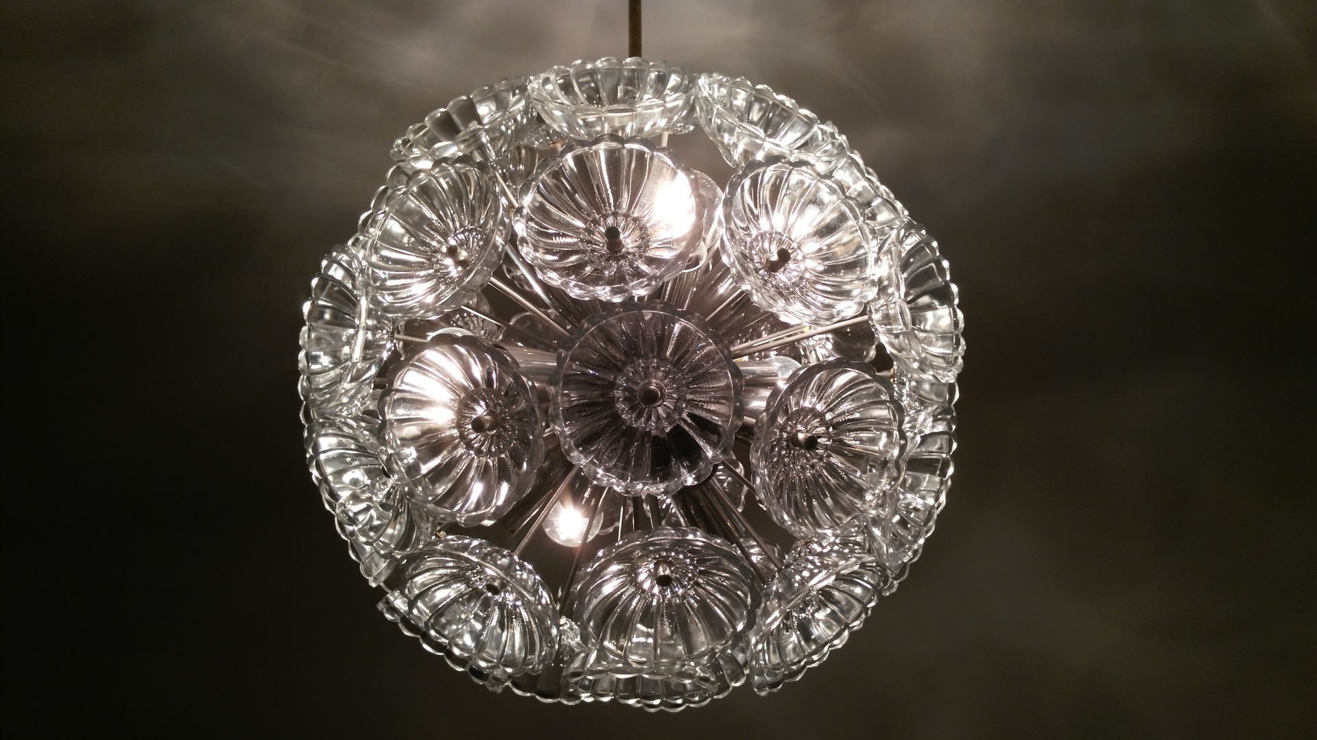 Chandelier Sputnik Dandelion mid-century glass 1970 s